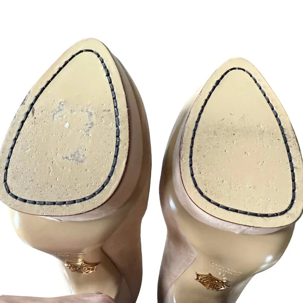 Charlotte Olympia DOLLY Platform Pumps Heels BLUSH NUDE Suede Shoes Womens 41